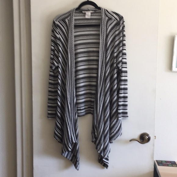 American Rag Sweaters - American Rag Sheer Cardigan Black & White 1X